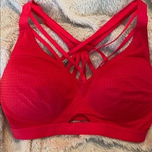 Victoria’s Secret VSX Strappy Sports Bra 32DD Red